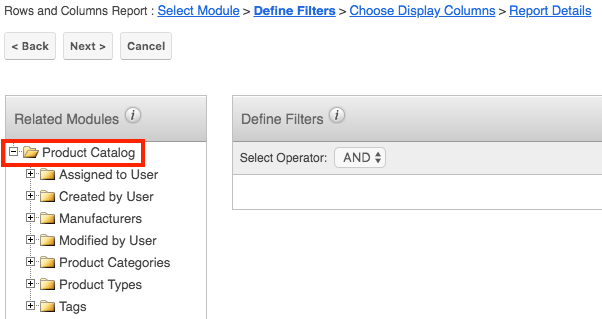 Report Product Catalog