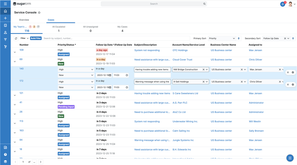 Service Console Editing
