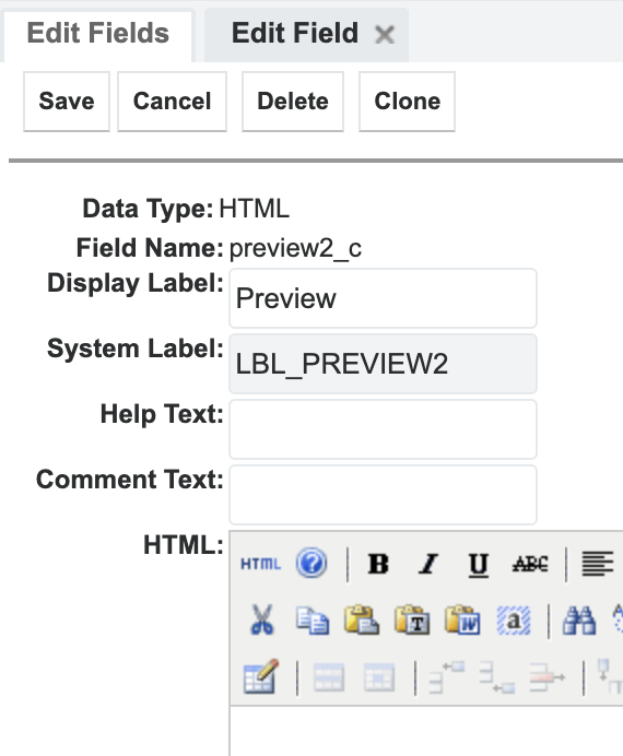 Preview HTML field in Emails module