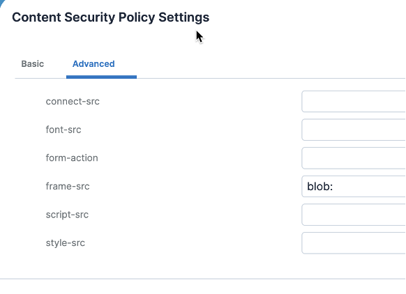 CSP iframe configuration to support blobs