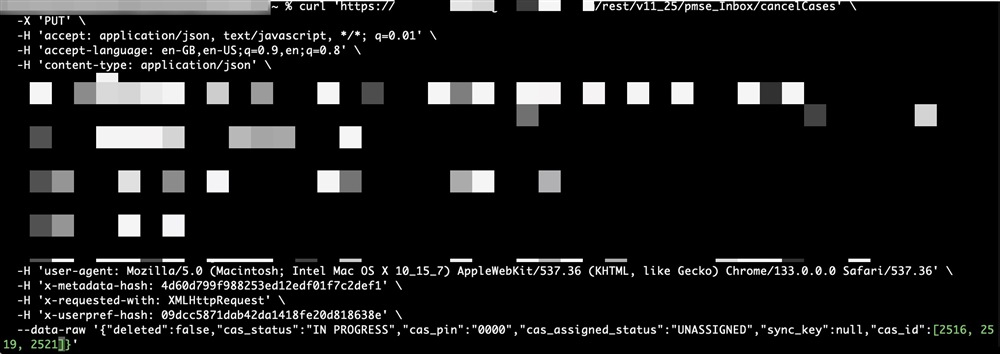 Example of the CURL Command 