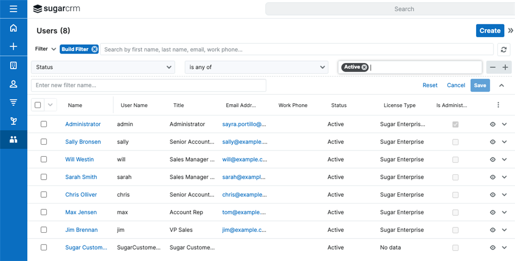 New Users Module List View