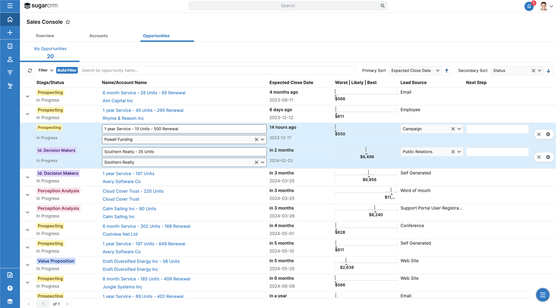 Sales Console Editing