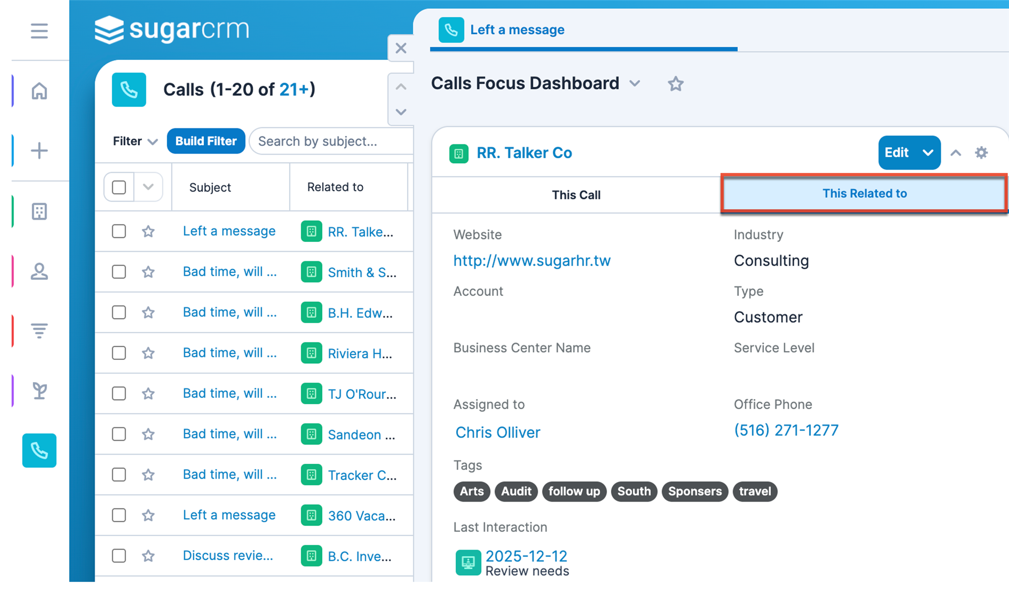 Screenshot showing the related records in a focus drawer