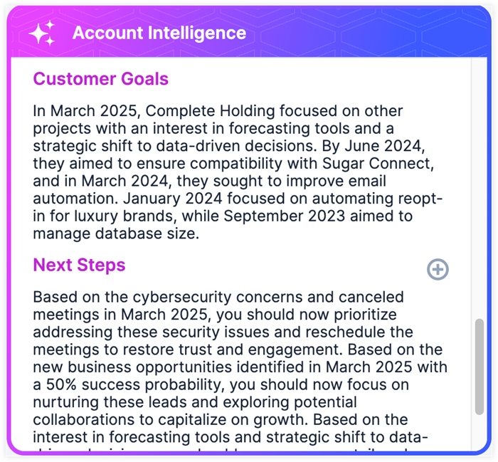 Account Intelligence Dashlet