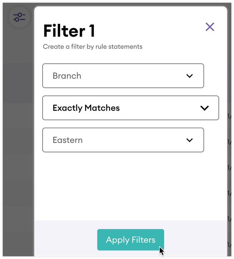 sales-i filter for opportunities to only display records that are associated with the eastern branch