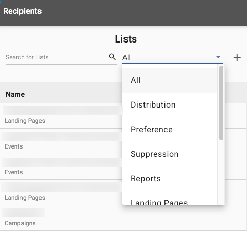Recipients searching in Sugar Market